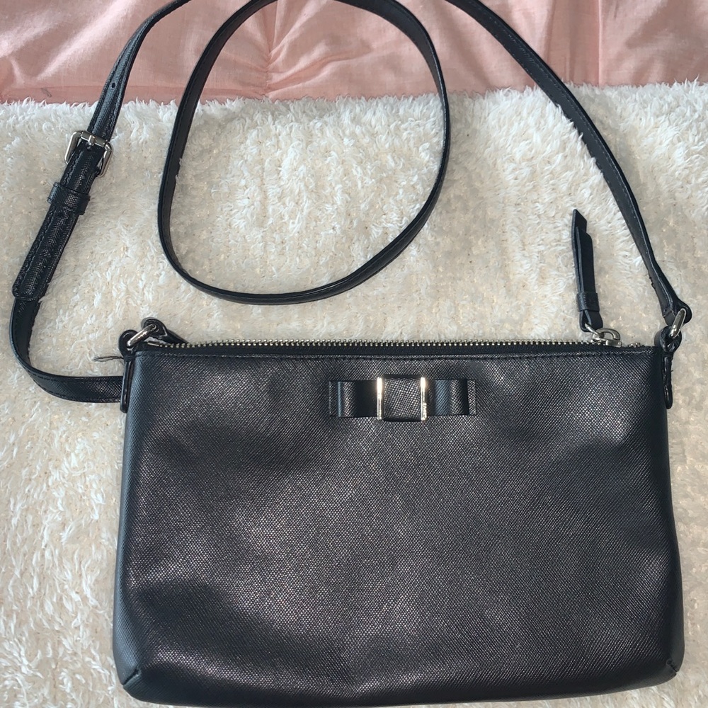 Coach Black Leather Bow Crossbody